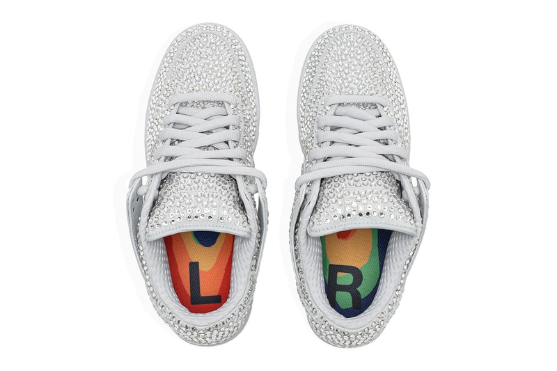 nike cactus plant flea market cpfm collaboration dunk low sneakers bejeweled crystals rhinestones white shoes footwear