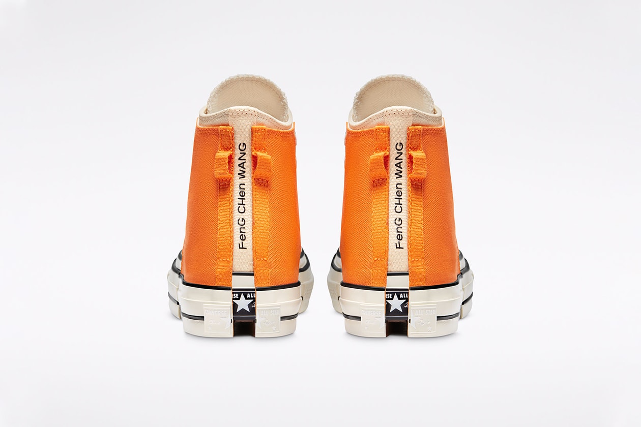 feng chen wang converse chuck 70 2 in 1 high top deconstructed sneakers black white orange collaboration