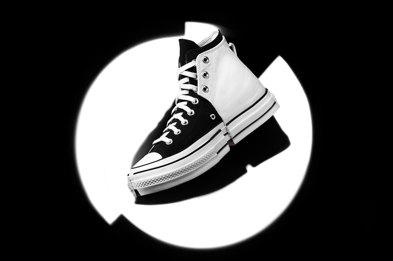 feng chen wang converse chuck 70 2 in 1 high top deconstructed sneakers black white orange collaboration