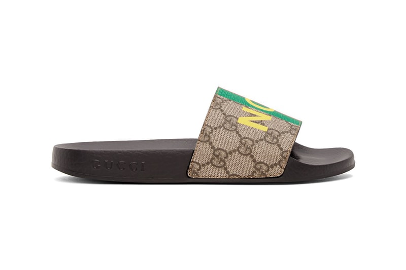 gucci brown not fake gg sandals slides slippers footwear yellow green red