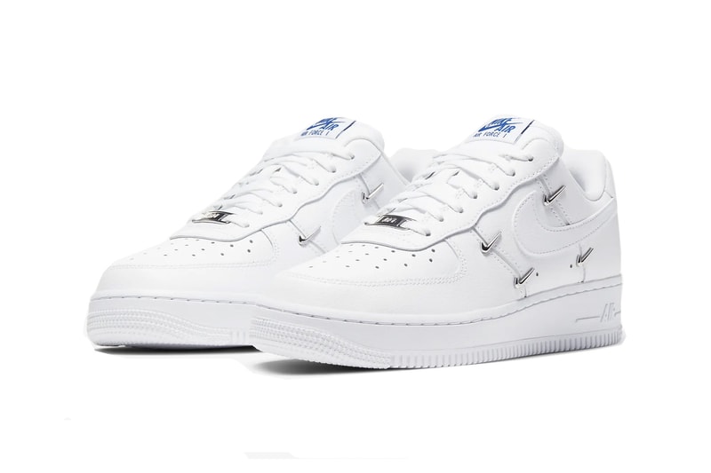 Nike Air Force 1 Metallic Swoosh Embellishments Sneaker Shoe Logo 