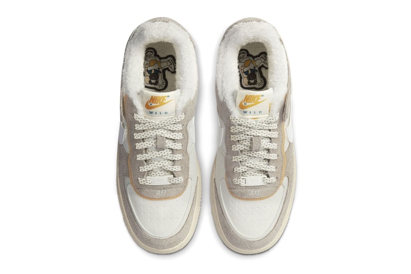 nike air force 1 af1 shadow wild fleece sherpa beige suede womens fall winter sneakers price release