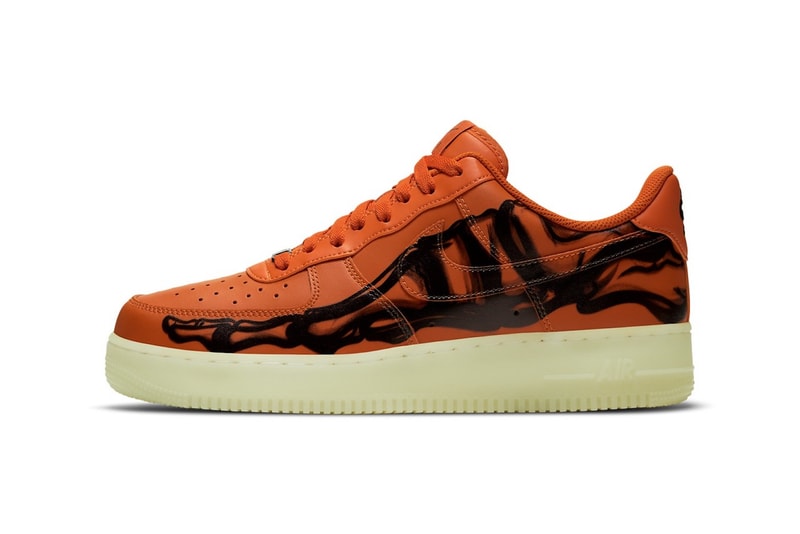 nike air force 1 sneakers skeleton halloween orange black colorway sneakerhead footwear shoes 