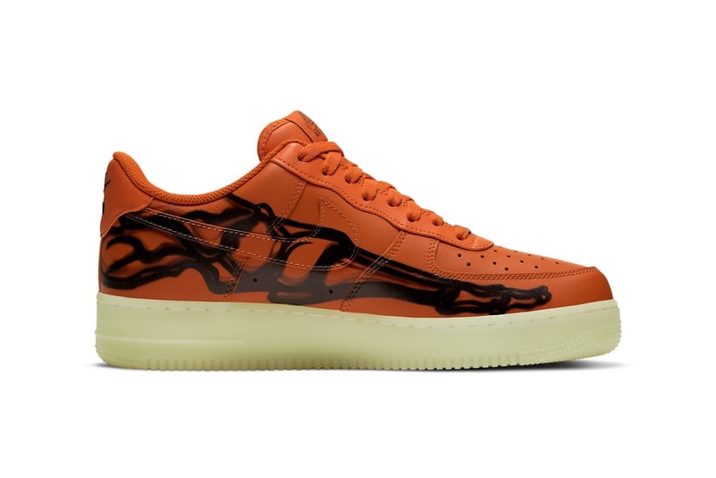 nike air force 1 sneakers skeleton halloween orange black colorway sneakerhead footwear shoes 