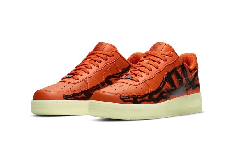 nike air force 1 sneakers skeleton halloween orange black colorway sneakerhead footwear shoes 