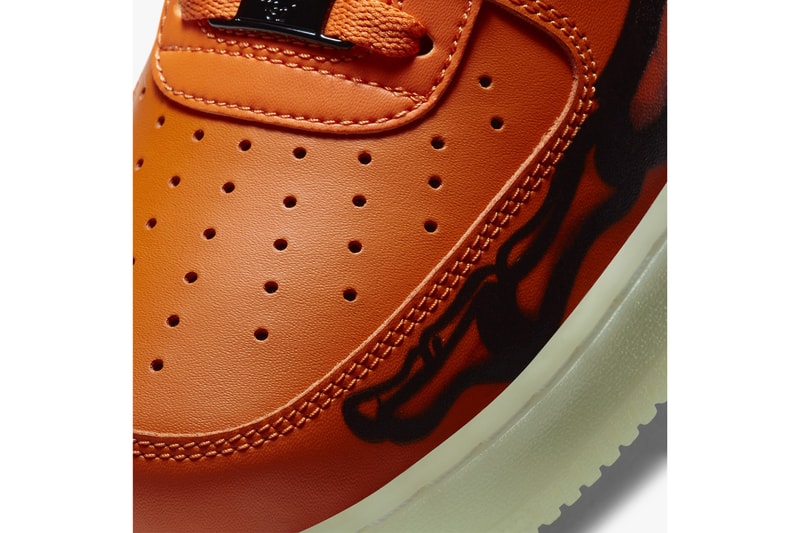 nike air force 1 sneakers skeleton halloween orange black colorway sneakerhead footwear shoes 