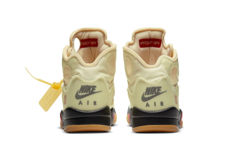 nike off white collaboration sneakers air jordan 5 sail colorway virgil abloh sneakerhead footwear shoes