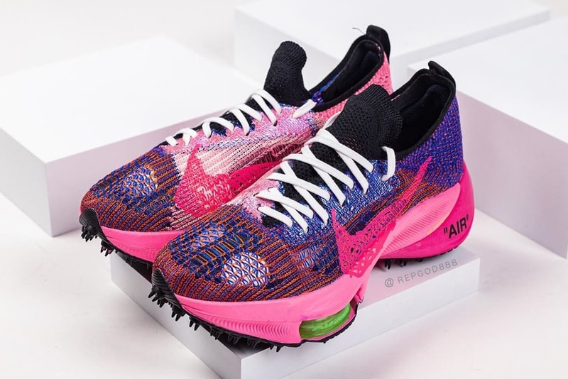 Off-White™ x Nike Air Zoom Tempo NEXT% Pink Blue Colorway Release Virgil Abloh