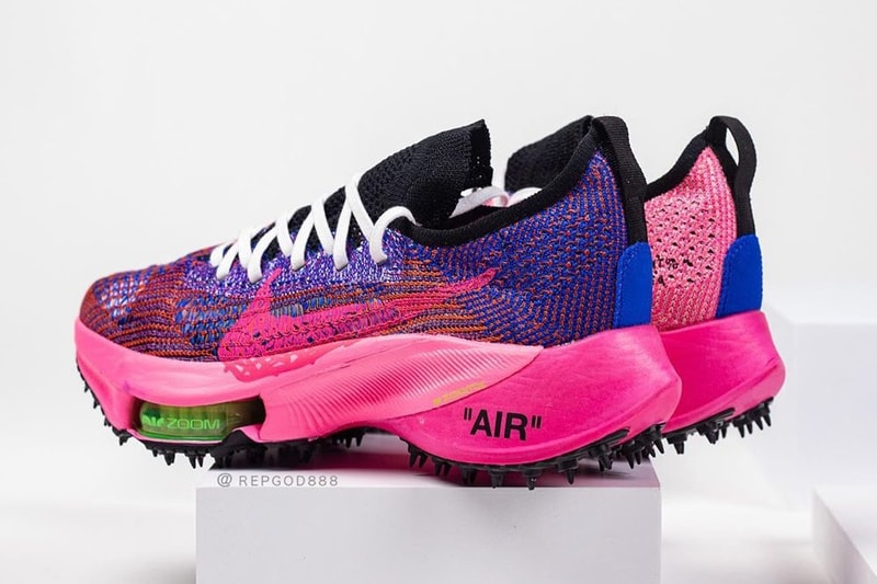 Off-White™ x Nike Air Zoom Tempo NEXT% Pink Blue Colorway Release Virgil Abloh
