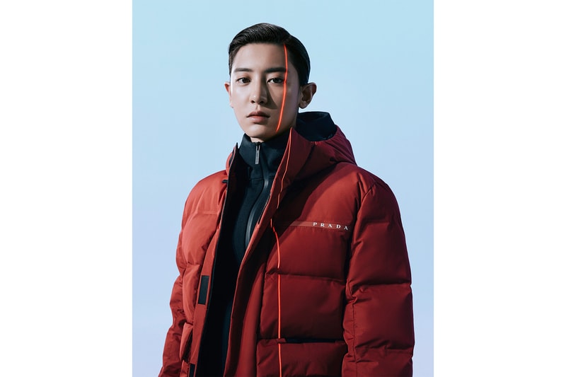 prada linea rossa fall winter campaign yara shahidi exo chanyeol park jin chen extreme tex sustainability