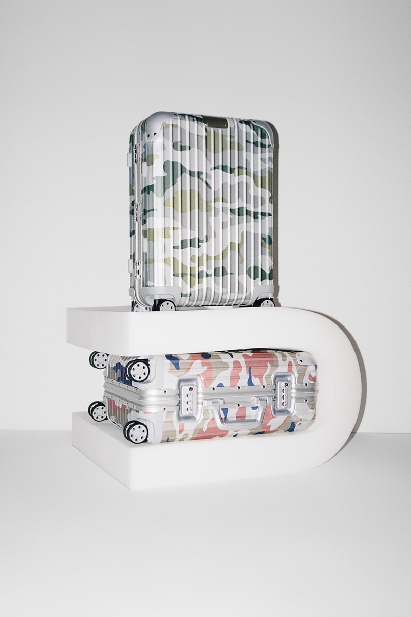 rimowa original aluminium suitcase luggage camouflage limited edition cabin green pink colorway