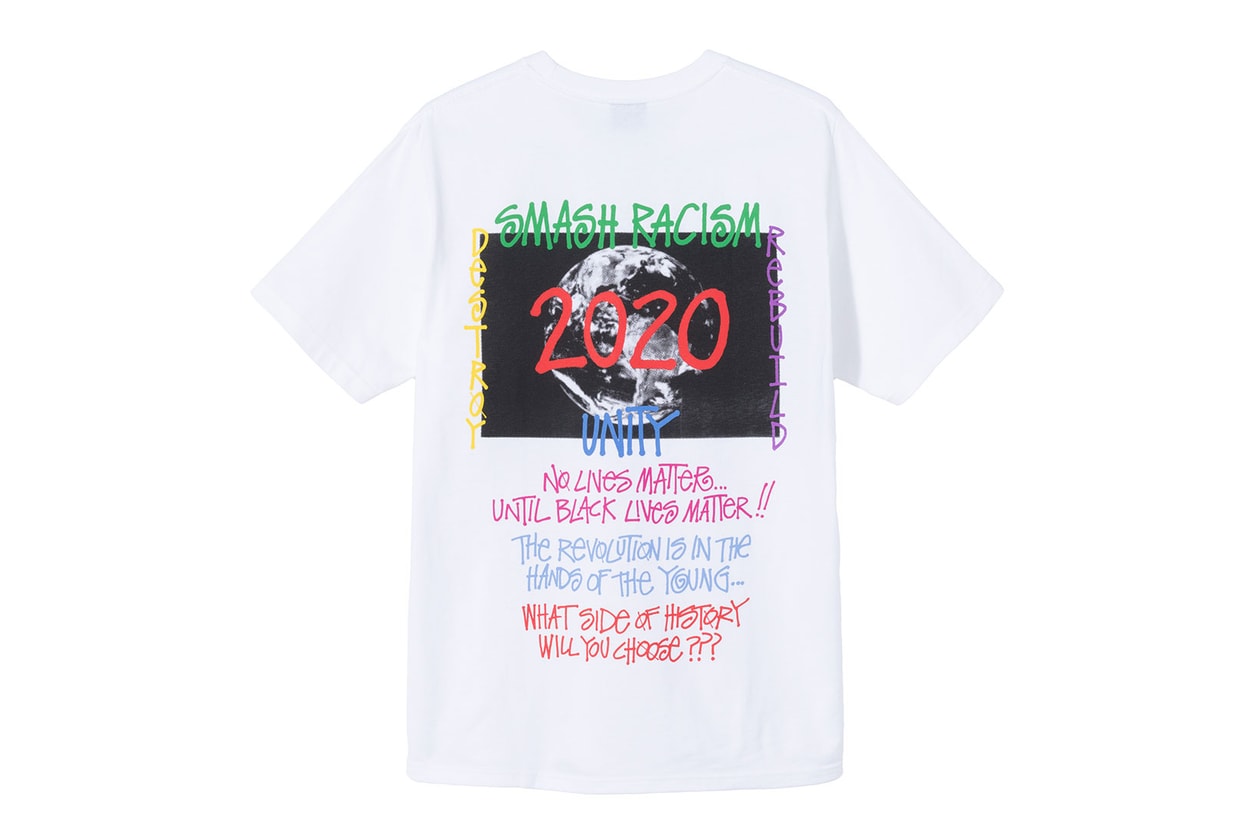 stussy 40th anniversary ist varsity jacket ring t-shirt limited edition release racism equal justice initiative