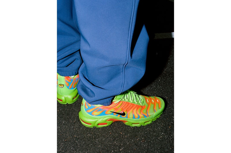 supreme nike collaboration air max plus sneakers black red neon green orange white shoes footwear sneakerhead