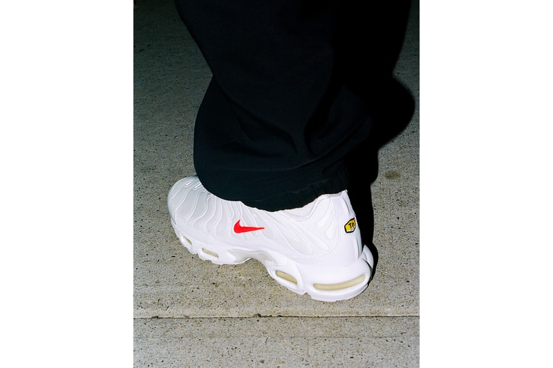 supreme nike collaboration air max plus sneakers black red neon green orange white shoes footwear sneakerhead