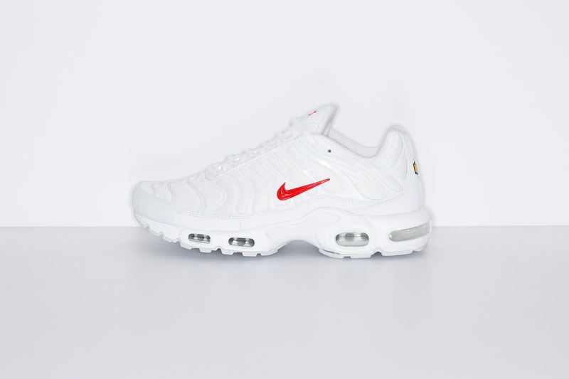 supreme nike collaboration air max plus sneakers black red neon green orange white shoes footwear sneakerhead