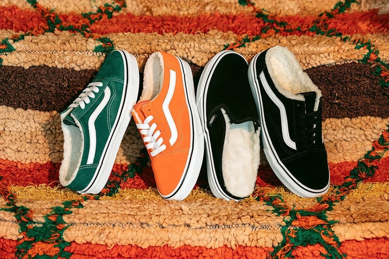 Vans Old Skool Slip-On Sherpa Fleece Black Green Orange