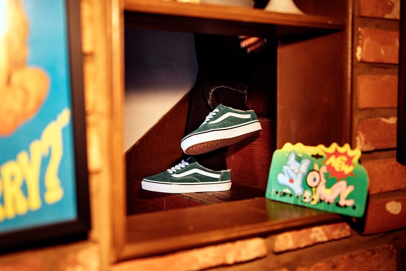 Vans Old Skool Slip-On Sherpa Fleece Black Green Orange