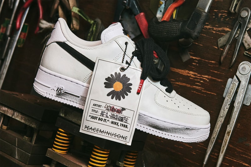g-dragon peaceminusone pmo nike air force 1 af1 para noise sneakers closer detailed look release