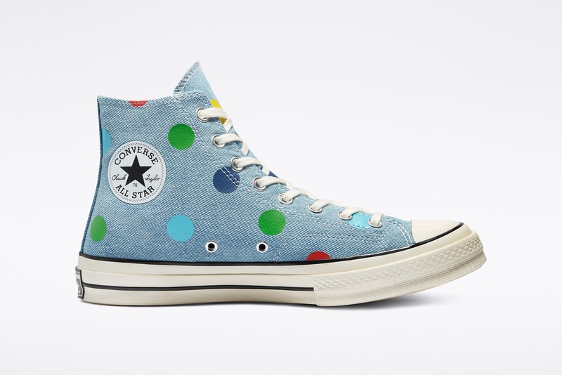 golf wang tyler the creator converse collaboration chuck 70 sneaker light blue polka dots colorway green red yellow white sneakerhead footwear shoes