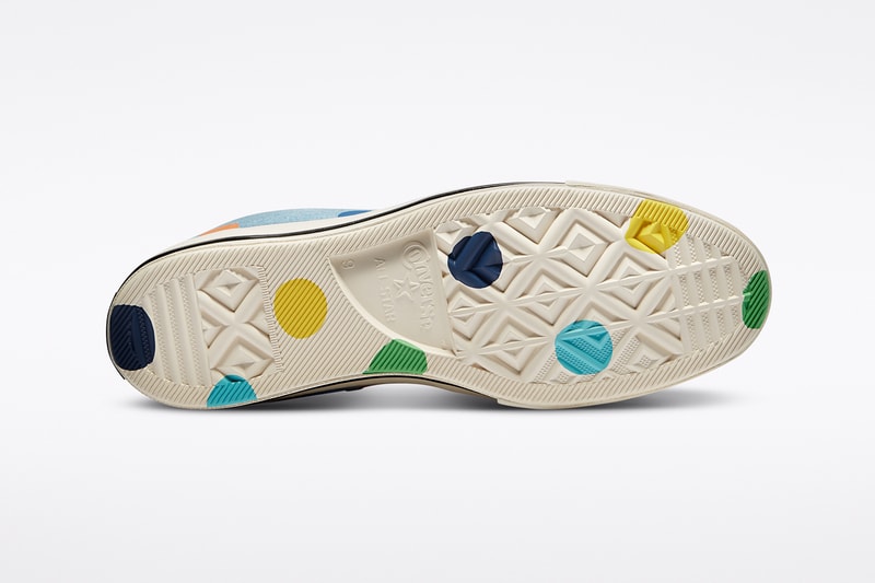 golf wang tyler the creator converse collaboration chuck 70 sneaker light blue polka dots colorway green red yellow white sneakerhead footwear shoes