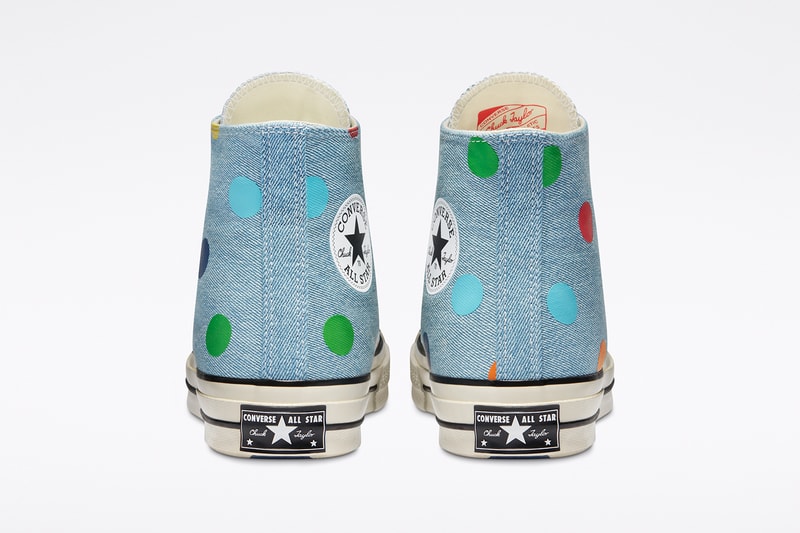 golf wang tyler the creator converse collaboration chuck 70 sneaker light blue polka dots colorway green red yellow white sneakerhead footwear shoes
