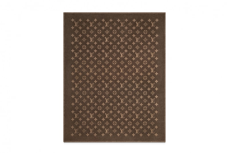 Louis Vuitton Monogram Logo Wool Blanket Brown Black Luxury Home Accessories