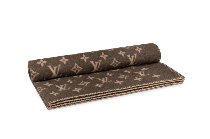 Louis Vuitton Monogram Logo Wool Blanket Brown Black Luxury Home Accessories
