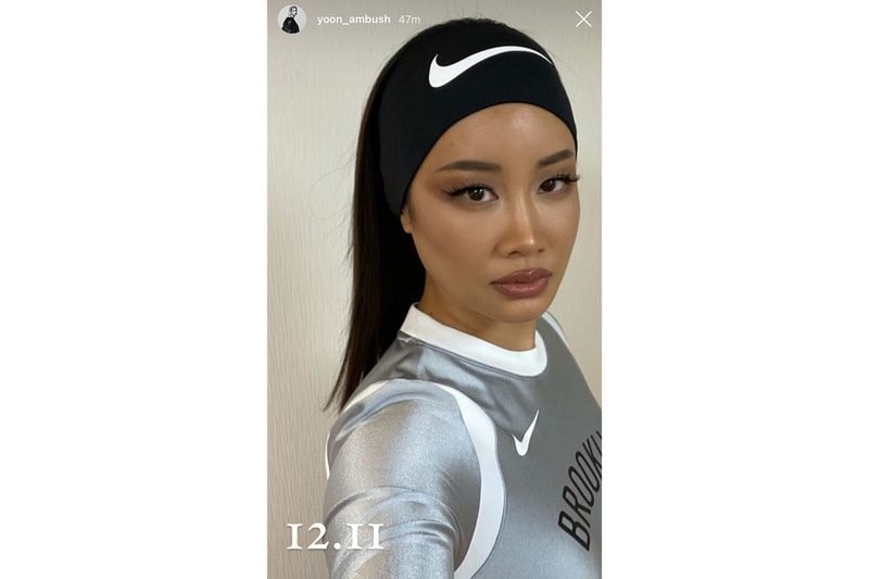 nike ambush yoon ahn nba wnba collaboration basketball headband jersey silver 