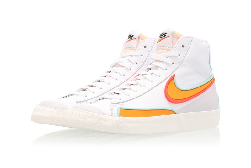nike blazer mid 77 infinite sneakers white neon orange blue colorway sneakerhead footwear shoes