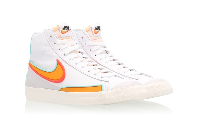 nike blazer mid 77 infinite sneakers white neon orange blue colorway sneakerhead footwear shoes