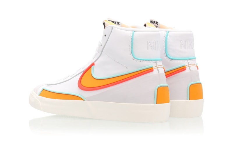 nike blazer mid 77 infinite sneakers white neon orange blue colorway sneakerhead footwear shoes