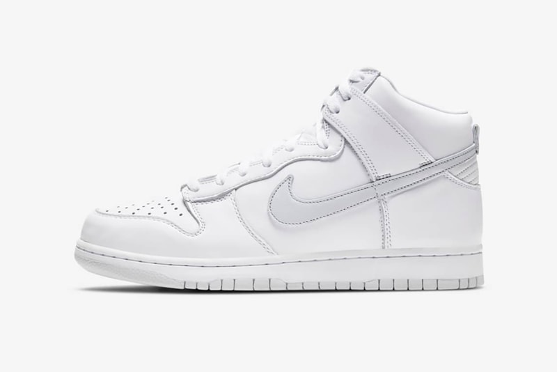 nike dunk high sneakers white silver gray pure platinum colorway sneakerhead footwear shoes