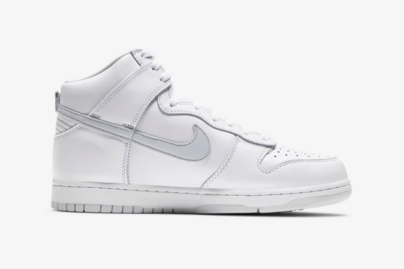 nike dunk high sneakers white silver gray pure platinum colorway sneakerhead footwear shoes