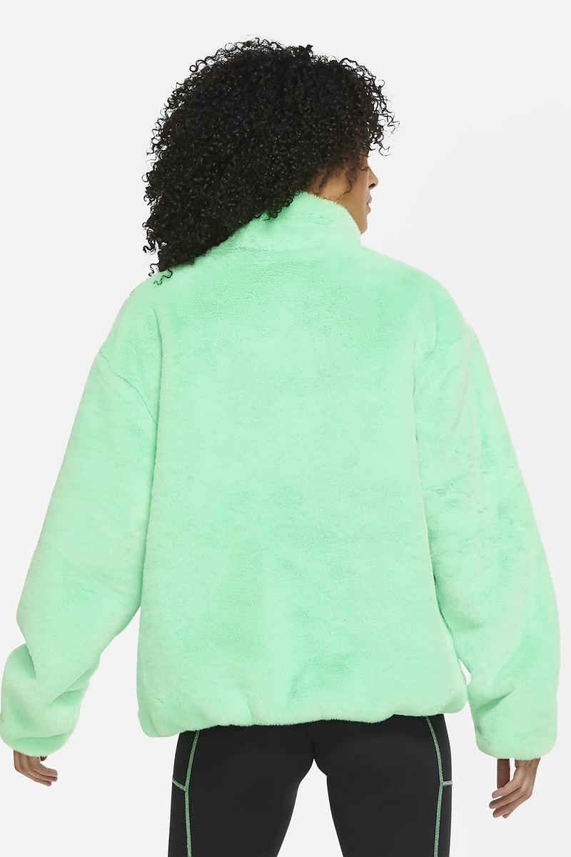 nike faux fur jacket mint green fuchsia pink swoosh outwear sportswear