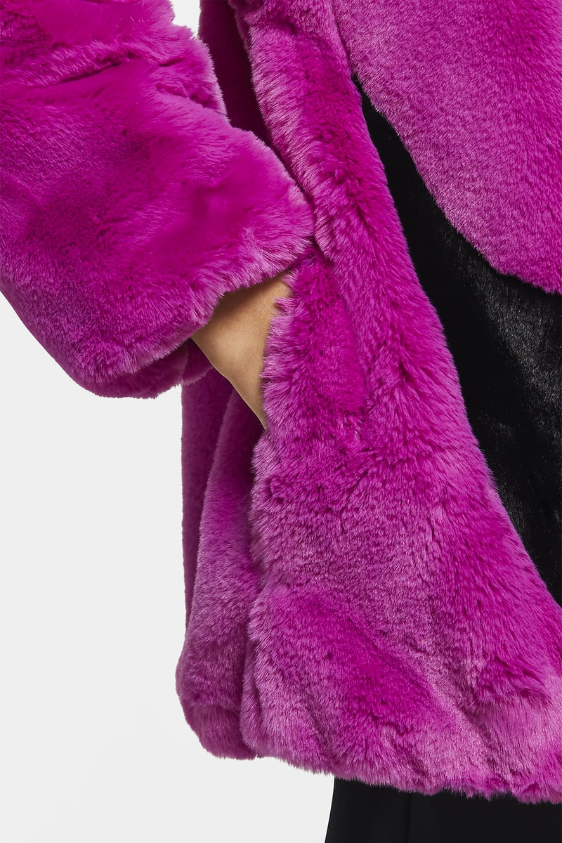 nike faux fur jacket mint green fuchsia pink swoosh outwear sportswear