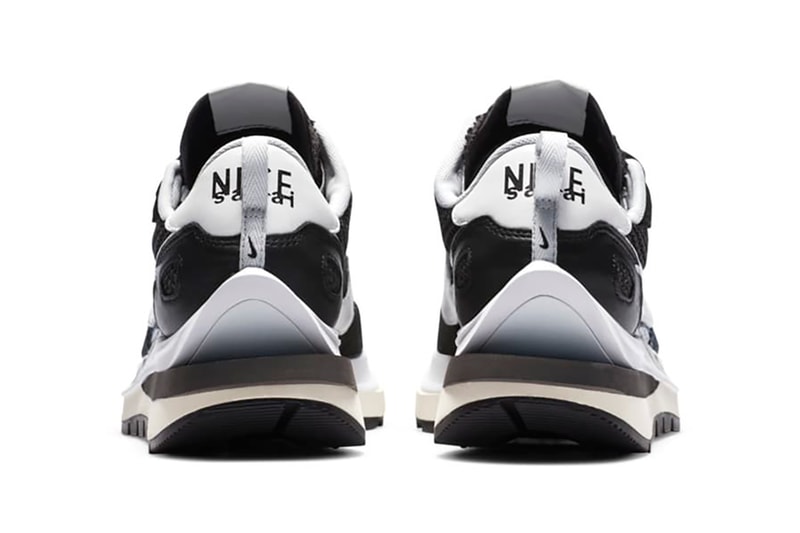 sacai nike collaboration vaporwaffle sneakers black white pink blue colorway sneakerhead footwear shoes chitose abe