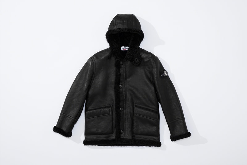 supreme stone island fall collaboration outerwear jackets hoodies bucket hats white black orange