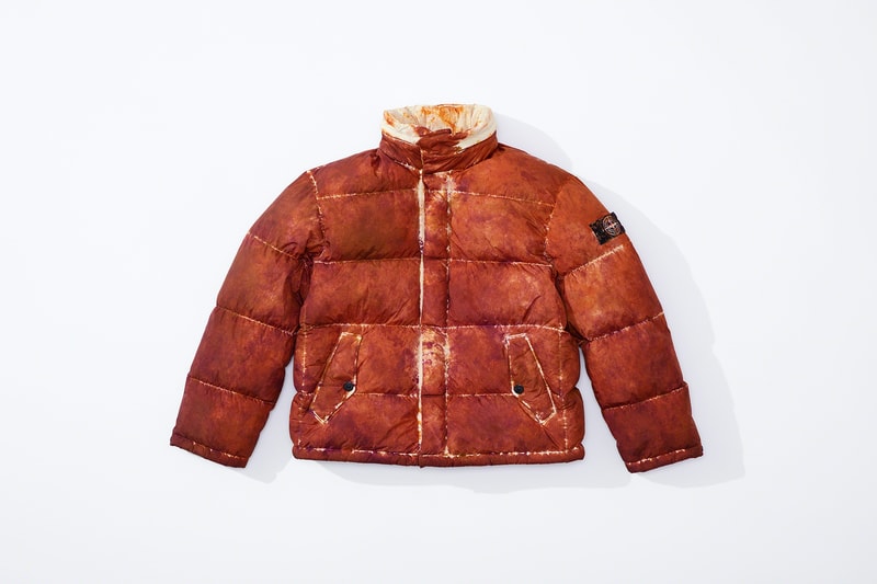 supreme stone island fall collaboration outerwear jackets hoodies bucket hats white black orange