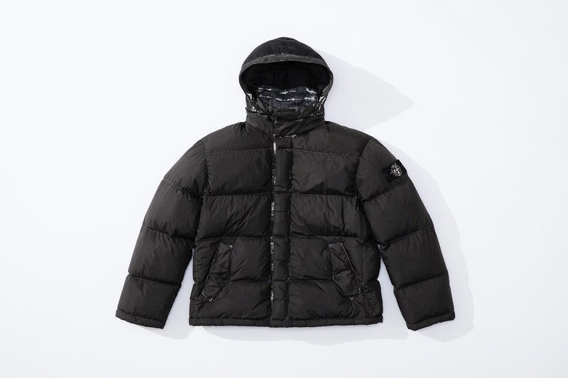 supreme stone island fall collaboration outerwear jackets hoodies bucket hats white black orange