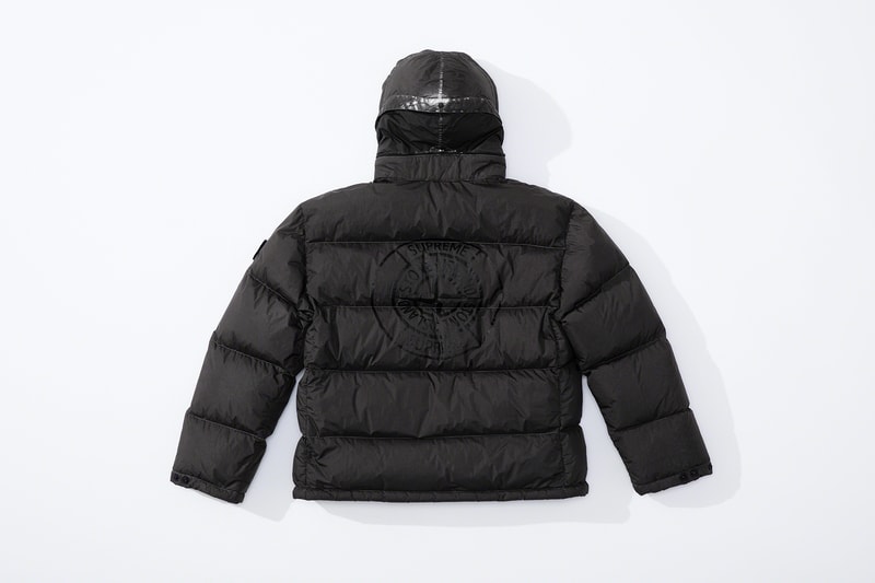 supreme stone island fall collaboration outerwear jackets hoodies bucket hats white black orange
