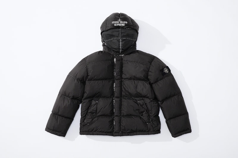 supreme stone island fall collaboration outerwear jackets hoodies bucket hats white black orange