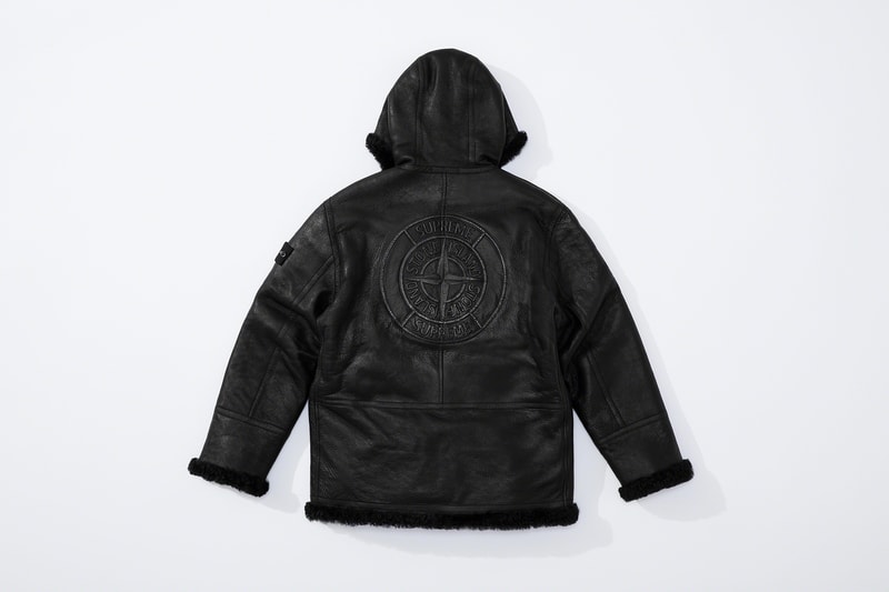 supreme stone island fall collaboration outerwear jackets hoodies bucket hats white black orange