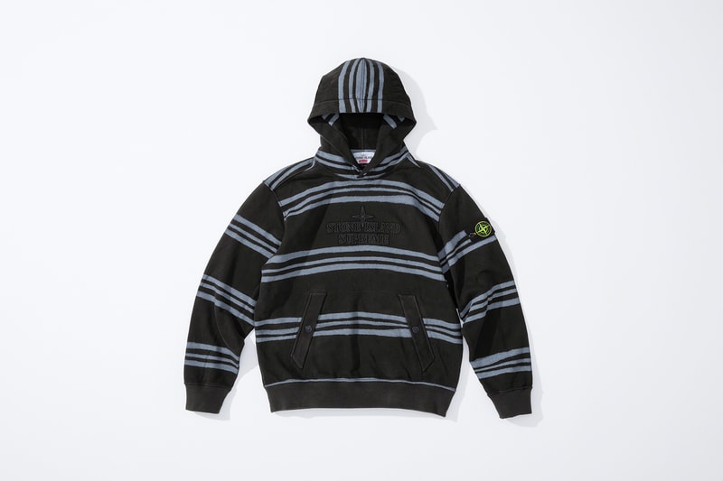 supreme stone island fall collaboration outerwear jackets hoodies bucket hats white black orange