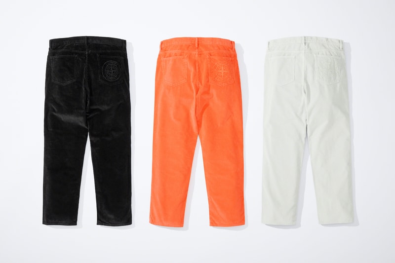 supreme stone island fall collaboration outerwear jackets hoodies bucket hats white black orange