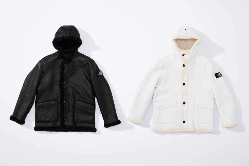 supreme stone island fall collaboration outerwear jackets hoodies bucket hats white black orange
