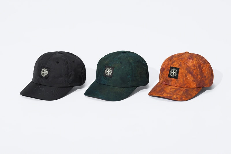 supreme stone island fall collaboration outerwear jackets hoodies bucket hats white black orange