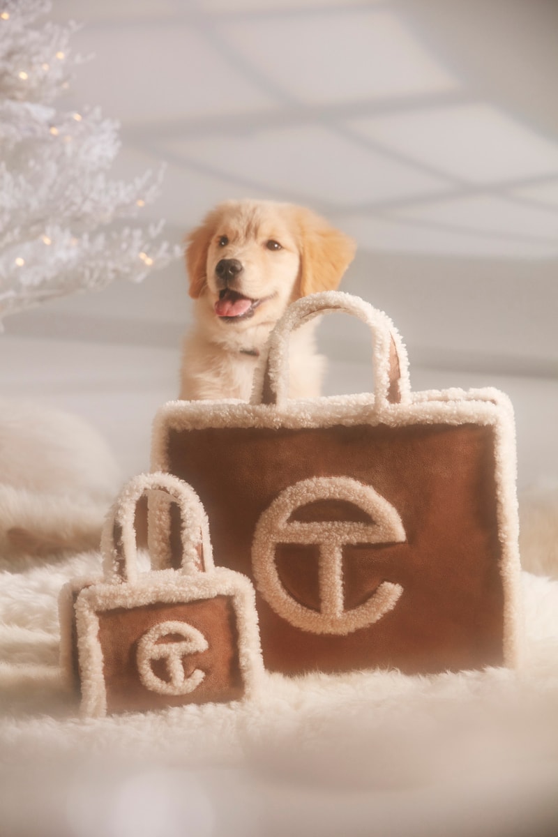 Telfar x UGG Shearling Tote Bag Pre-Order Release Logo Leather Chestnut Brown Christmas Card