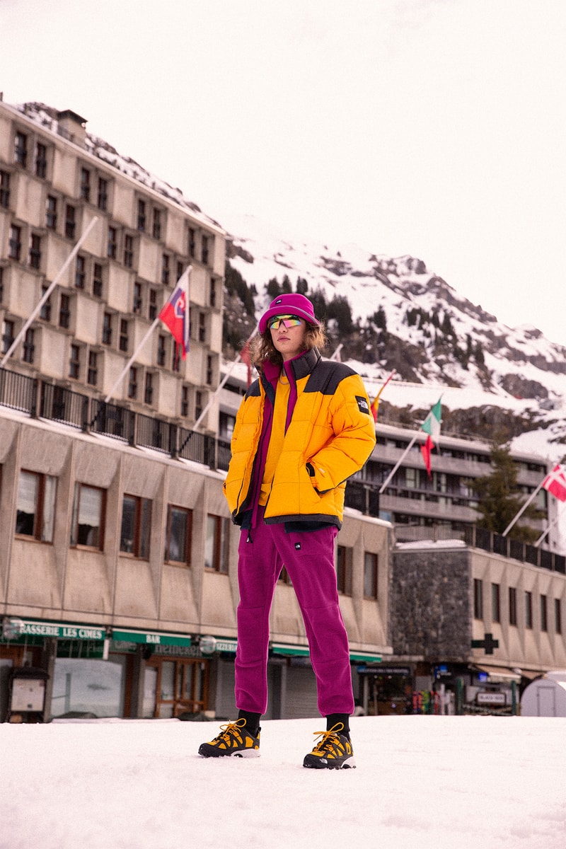 the north face snow rogue collection outerwear jackets puffer fleece pants hats beanies pink yellow blue 