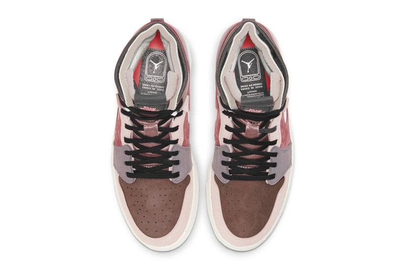 nike air jordan 1 aj1 zoom womens sneakers rust pastel muted pink side top view upper