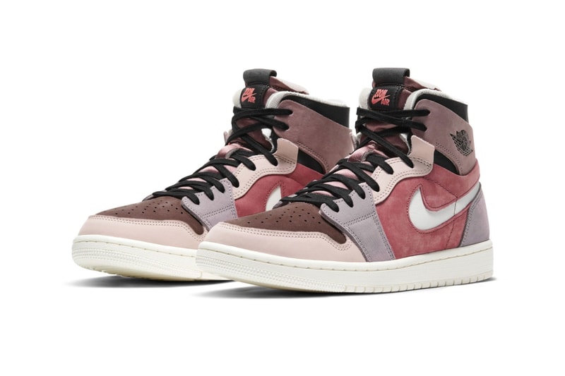 nike air jordan 1 aj1 zoom womens sneakers rust pastel muted pink side black shoelaces white swoosh